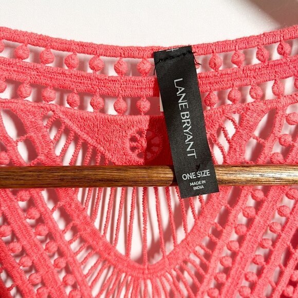 Lane Bryant Shawl Cardigan Pink Crochet One Size Boho Kimono Viscose - Picture 3 of 5